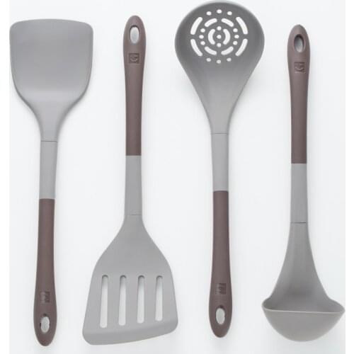 Liflicon Silicone kitchen cookware utensils Nonstick tools with spatula turner ladle skimmer rice paddle for cooking