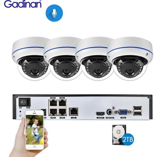Gadinan 4CH 5MP POE NVR Kit Security Camera System 5MP 3MP 2MP IR Outdoor CCTV Dome Audio POE IP Camera Video Surveillance Set