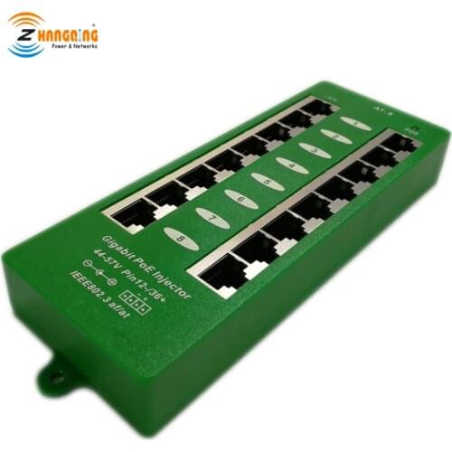 Security 802.3at Standard PoE Injector, 8port Gigabit 1000Mbps Active PoE Patch Panel For WiFi Access Point PoE Camera