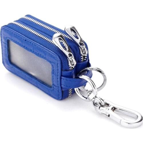 Crocodile Pattern Key Bag Genuine Leather Mens Keychain Double Layer Zipper Men and Women Key Organizer Card Wallet Key Pouch