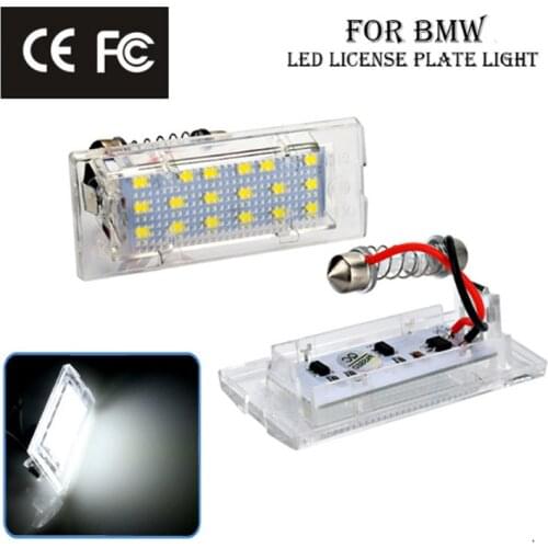 A Pair White LED Number License Plate Light Lamp 18 LED 12V For BMW E53 X5 1999-2003 E83 X3 2003-2010 Car Light Accessories