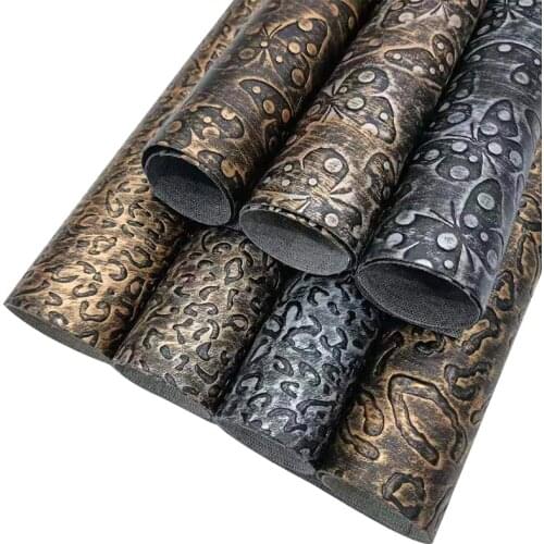 Retro and Vintage Design Embossed PU Artificial Leatherette Fabric Sheet for Making Decorative/DIY Accessories