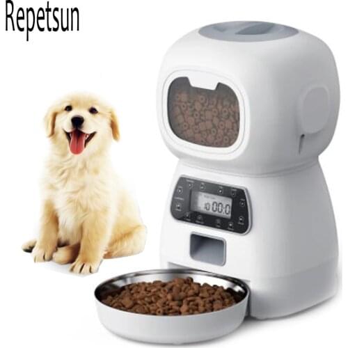 Smart Automatic Pet Feeder With Voice Record Stainless Steel LCD Screen Timer For Dog Food Bowl Cat Food Dispenser Pet Bowl