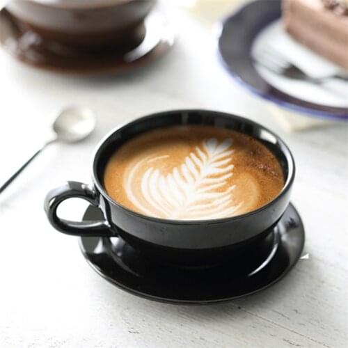 European Style Colorful Coffee Cup with Saucer Set Creative Underglaze Office Afternoon Teacup Porcelain Cappuccino Latte Mug