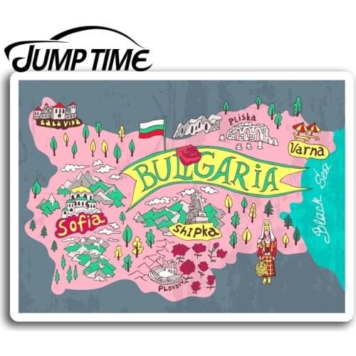 Jump Time for Bulgaria Sofia Varna Map Vinyl Stickers Sticker Laptop Luggage Waterproof Accessories Car Bumper Window Decal