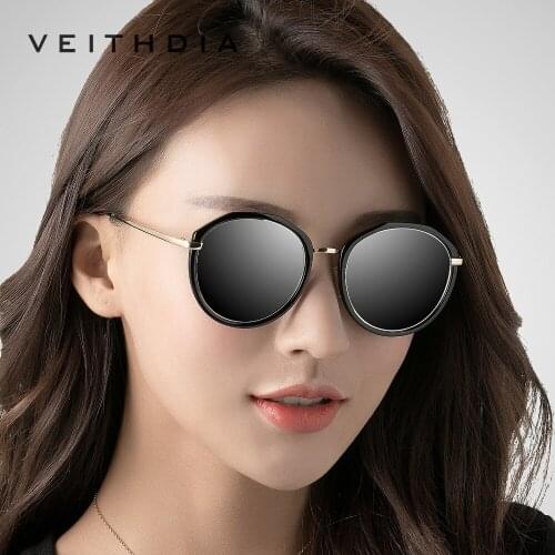 VEITHDIA 2020 Women Vintage Sunglasses Designer Polarized Mirror Lens Sun Glasses Luxury Ladies Round Glasses Shades For Women