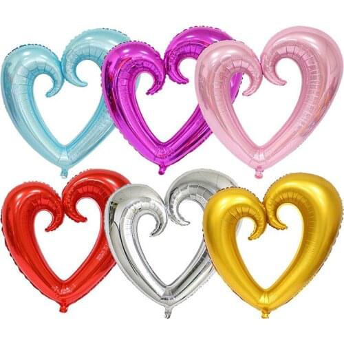 1pc 36inch Hook Heart Shaped Foil Helium Balloons Wedding Valentines Day Decoration I Love You Inflatable Air Globos Supplies
