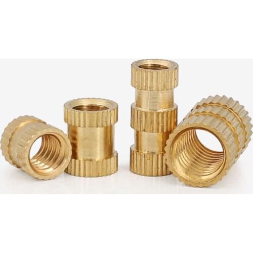 100/200/300 Pcs Insert Knurled Nuts Thread Inserts Female M1.4 M2 Threaded Heating Molding Copper Embedment Nut
