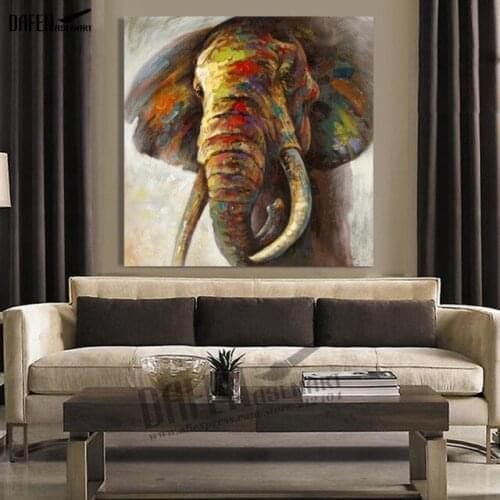 100% Handmade Animal Oil Painting Canvas Wall Paintings Abstract Colorful Elephant Picture Living Room Home Decor