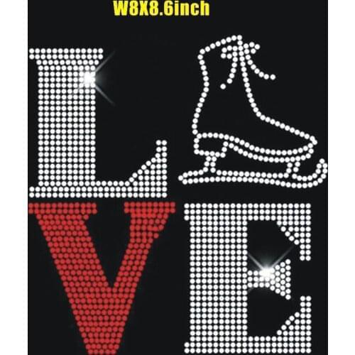 2pc/lot Love shoe Strass iron on rhinestone transfer applique patch BLING hot fix rhinestones motif design stone for baby shirt