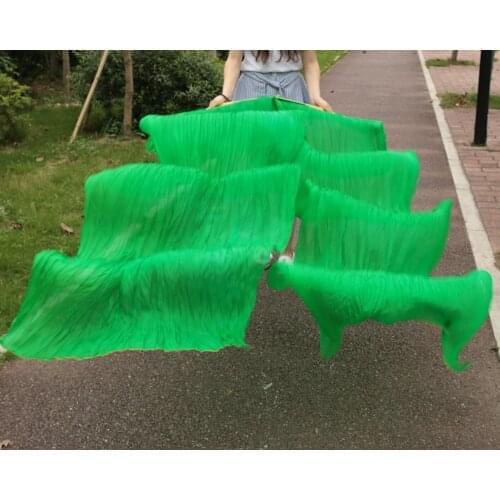 2016 female high quality Chinese silk veils dance fans Pair of belly dancing fans cheap hot sale Green