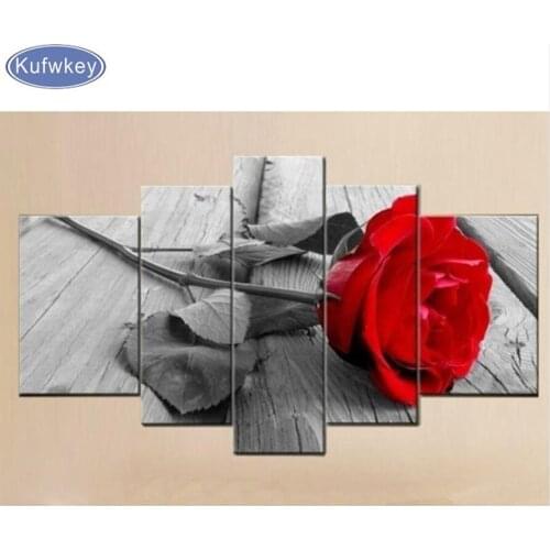 5pcs,diy diamond embroidery Red rose diamond painting,full diamond mosaic picture of rhinestones cross-stitch art