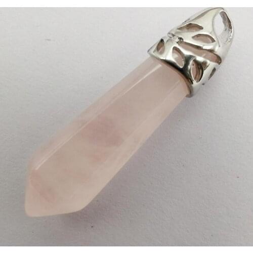 8x38MM Rose Crystal Stone GEM Pillar Pendant Jewelry For Woman Gift Pendulum S218