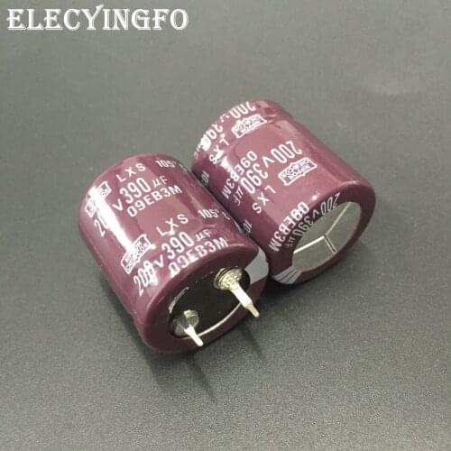 2pcs/10pcs 390uF 200V390UF NIPPON NCC LXS Series 22x25mm Super Downsized 200V390uF Aluminum Electrolytic Capacitor