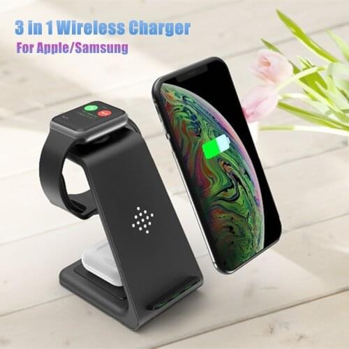 3 in 1 Fast Wireless Chargeing Stand for iPhone 12/11/XS/8/ apple AirPods Pro Wireless Charger Dock for Apple Watch SE/6/5/4/3/2