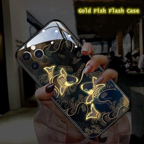 Luxury Shining Lucky Fish Phone Case For iPhone 7 11 12 Pro Max 8 Plus X XS Max XR Red Silicone Soft Back Cover Bag 3D Embossed