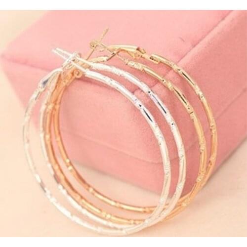 Dropshipping Punk Fashion Women Girl Trendy silver color Large Hoop Earrings Big Smooth Circle Earrings Loop Earrings Jewelry