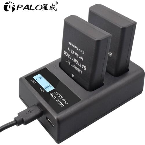 PALO EN-EL14 EN EL14 EN-EL14a Camera Battery Charger LCD Dual Charger for Nikon P7800 P7100 D3400 D5300 D5200 D3200 D3300