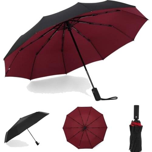 10K Double layer Windproof Fully-automatic Umbrellas Male Women Umbrella Three Folding Commercial Large Durable Frame Parasol
