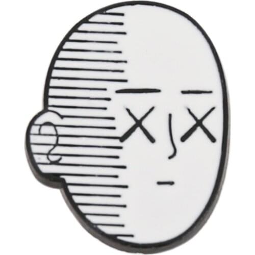 Anime One Punch Man Enamel Pin Cartoon Sad Figure Metal Brooch Pin Button Bag Denim Jackets Shirt Lapel Pins Badges Decoration