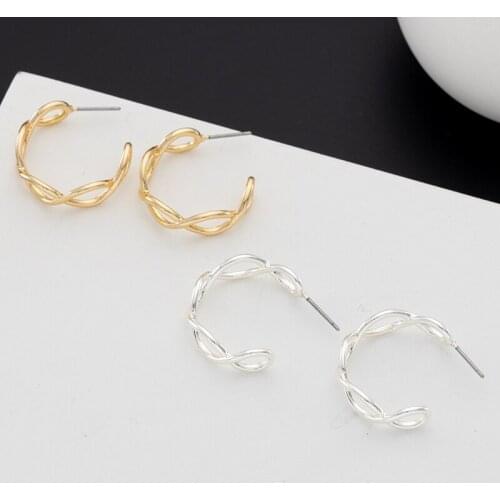 Jaeeyin 2021 Classic Cross Wholesale Earrings C Hoop Concise Gold Color Geometric Minimalist New Arrivals Gift For Women