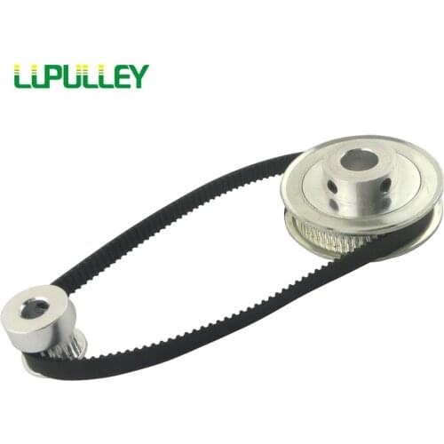 LUPULLEY GT2 Timing Belt Pulley Set 2GT 20T:40T 40T:40T Reduction Synchronous Pulley Belt 280mm for CNC Alloy Black Rubber