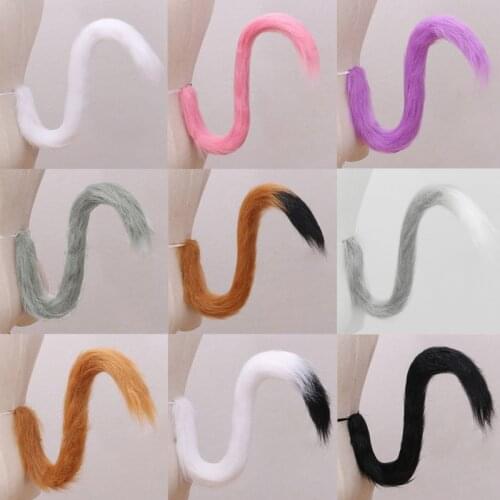 Adults Kids Cosplay Anime Fluffy Plush Long Cat Tail Fancy Dress Accessories Halloween Party Costume Prop