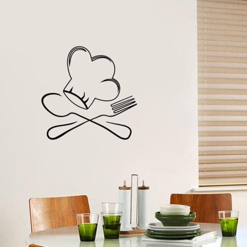 KUCADA chef hat kitchen tool wall sticker for home decoration removable diy black wallpaper mural art decor WP3115