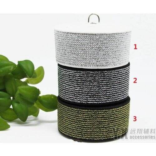 2cm stretchy bands elastic webbing with bright silk for clothing handbag skirt belt decoration 4meters black white straps
