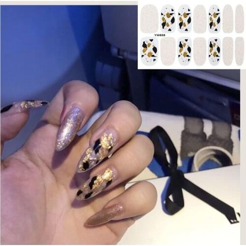 14Tips Nail Stickers Wraps Decoration for Beauty Nail Art Decals Plain Stickers Self Adhesive Shining Nail Stickers