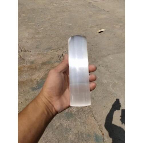 Customizable natural gypsum carved cylindrical white selenite