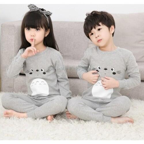 Autumn Winter Cartoon Totoro Pajamas Suits for Baby Girls Homewears for Teens Boys Toddler Kids Soft Clothing Sets for 2-14Yrs