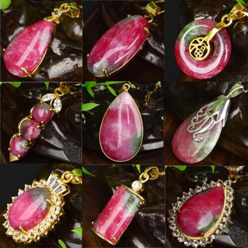 Natural Colorful Peach Blossom Jade Pendant Women Charms Jewellery Genuine Certified Jades Stone And Silver Pendants Amulet Gift