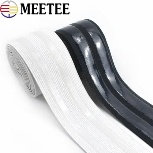 Meetee 2/4Meters 5cm Black White Nylon Polyester Non-slip Silicone Elastic Band DIY Clothes Sewing Pants Belt Stretch Band EB038