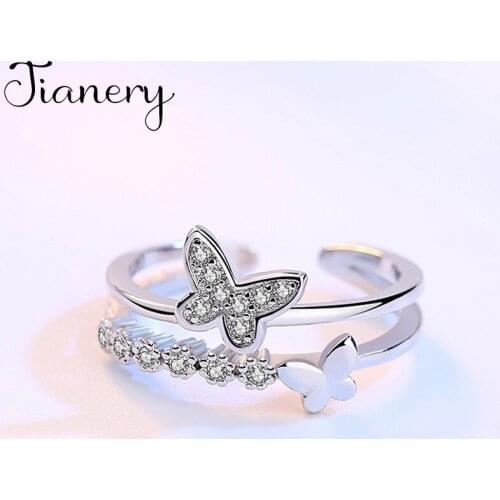 Luxury Brand Zircon Butterfly Rings For Women Wedding Engagement Charm Knuckle Rings Men Vintage Jewelry Romantic Party Gift
