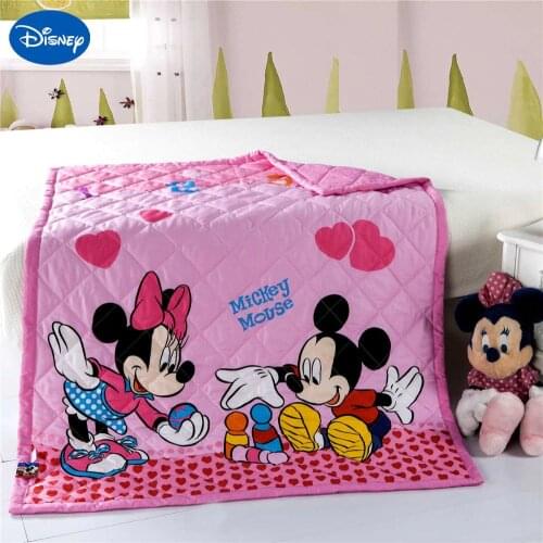 Pink Mickey Minnie Mouse Quilts Comforters Disney Bedding Cotton Wowen 120*150CM Baby Boys Cot Crib Bed Decor Summer Season Soft