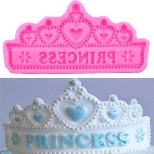 Happy Birthday Cake Mould Silicone Soap Sugar Craft Mold Crown Shape Fondant Cake Decoration Card Tools Gumpaste Mould