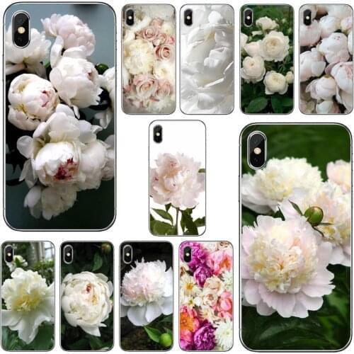 Sweet-peony-White-flowers For Samsung Galaxy S7 S8 S9 S10E S20 FE Note 10 20 Edge Lite Plus Ultra Silicone Cover