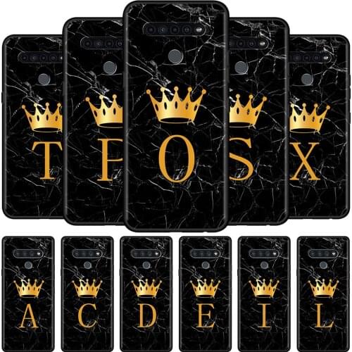 Cell Phone Case For LG K51 Cover Initial Letter A Z Crown Soft Funda for LG G8 G7 ThinQ K61 K52 K50 K42 K41s K40s K40 G6 Shell