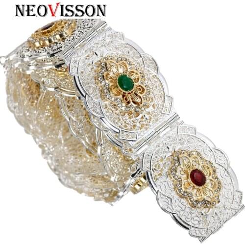 NEOVISSON Double Color Plated Algeria Kaftan Belt For Women Metal Belly Chains Gold Silver Color Jewelry