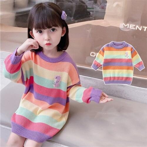 Girls Sweater Kids Babys Coat Outwear 2021 Long Thicken Warm Winter Autumn Knitting Tops