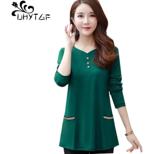 Женские однотонные футболки UHYTGF China At AliExpress