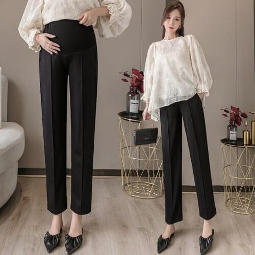 Spring Autumn Thin Straight 9 Pants For Pregnant Women Casual Overalls Maternity Trousers Office Work Pregnancy Formal Clothes