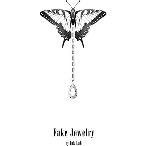 42MM×62MM Butterfly Pendant Tattoo Sticker Waterproof Men and Women Original Lasting Dark Fresh Line Wrist Clavicle