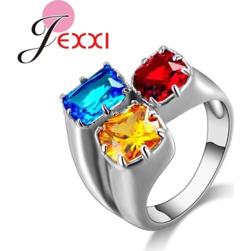 Top Quality Fashion Bridal Jewerly CZ Crystal 925 Sterling Silver Engagement Wedding Rings For Women