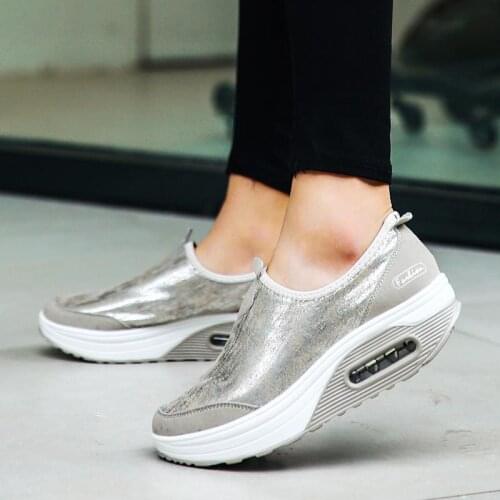 Big Size Platform Air Cushion Running Shoes for Women Sport Sneakers Womens Sports Shoes for Fitness Gray Bascket Femme E-735