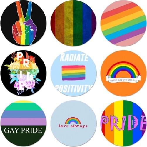 Gay Lesbian Rainbow Pride Icons Pins Badge Decoration Brooches Metal Badges For Clothes Backpack Decoration 58mm