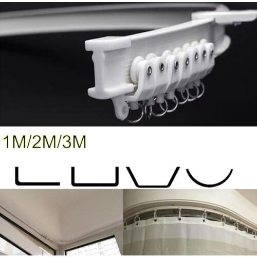 1/3/4/5/6M Flexible Ceiling Mounted Curtain Track Rail Straight Slide Windows Plastic Bendable Home Window Decor Accessories