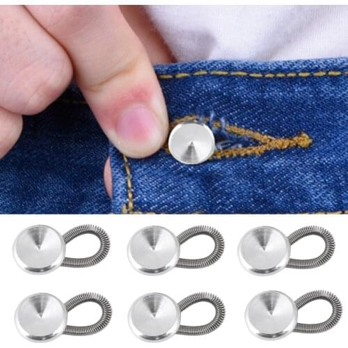 1pc/6Pcs Collar Extenders Metal Buttons Jeans Pants Waist Stretch Shirt Suit Tie Neck Expanders Flexible Lock Lengthen Buckle