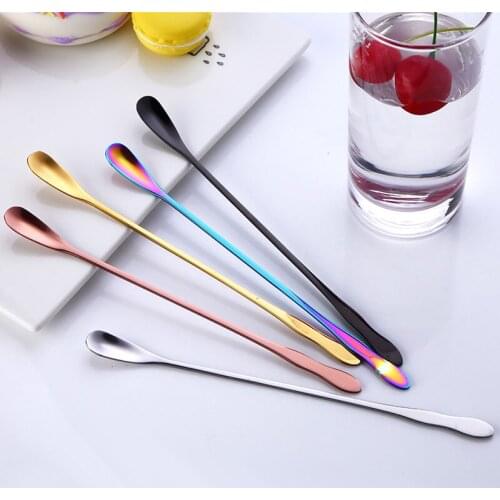 New 1PC Stainless Steel Coffee Spoon With Long Handle Colorful Coffee Scoops Dessert Tea Spoon Kitchen Gadget Tool Tableware
